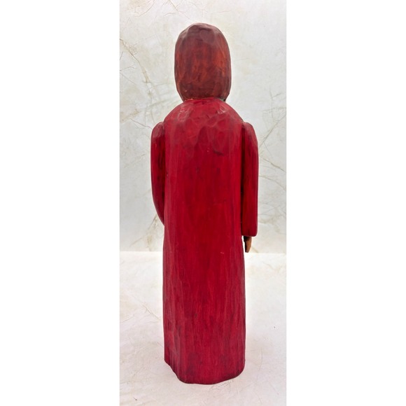 Hand Carved Wood Santa Figure Brenda Yeager Moore '95 Folk Art Christmas Carving - Picture 3 of 14